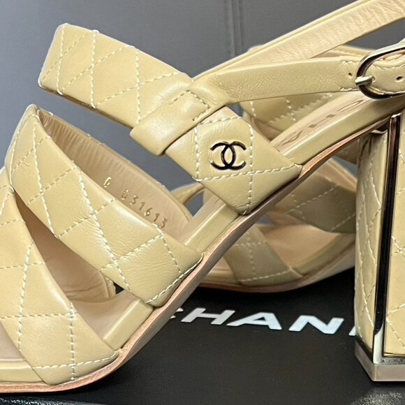CHANEL Beige Calfskin Sandals (NWT) - Picture 10 of 13